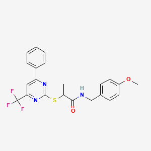 N-(4-methoxybenzyl)-2-{[4-phenyl-6-(trifluoromethyl)pyrimidin-2-yl]sulfanyl}propanamide