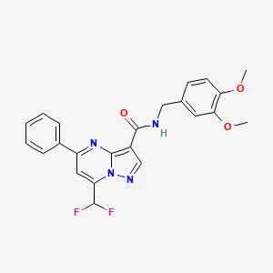 molecular formula C23H20F2N4O3 B11573913 7-(difluoromethyl)-N-[(3,4-dimethoxyphenyl)methyl]-5-phenylpyrazolo[1,5-a]pyrimidine-3-carboxamide 