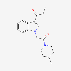 molecular formula C19H24N2O2 B11573916 1-{1-[2-(4-methylpiperidin-1-yl)-2-oxoethyl]-1H-indol-3-yl}propan-1-one 