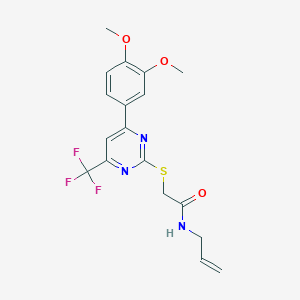 2-{[4-(3,4-dimethoxyphenyl)-6-(trifluoromethyl)pyrimidin-2-yl]sulfanyl}-N-(prop-2-en-1-yl)acetamide