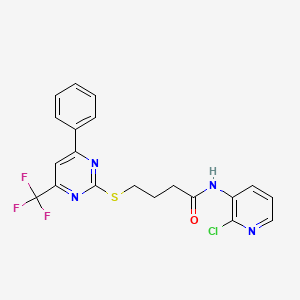 molecular formula C20H16ClF3N4OS B11573948 N-(2-chloropyridin-3-yl)-4-{[4-phenyl-6-(trifluoromethyl)pyrimidin-2-yl]sulfanyl}butanamide 