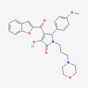 molecular formula C27H28N2O6 B11573953 4-(1-benzofuran-2-ylcarbonyl)-3-hydroxy-5-(4-methoxyphenyl)-1-(3-morpholin-4-ylpropyl)-1,5-dihydro-2H-pyrrol-2-one 