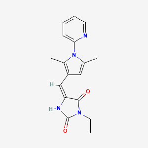 (5E)-5-{[2,5-dimethyl-1-(pyridin-2-yl)-1H-pyrrol-3-yl]methylidene}-3-ethylimidazolidine-2,4-dione