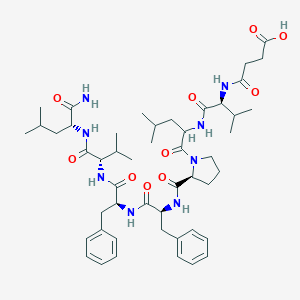 molecular formula C49H72N8O10 B115740 Succinyl-valyl-leucyl-prolyl-phenylalanyl-phenylalanyl-valyl-leucinamide CAS No. 154721-67-2