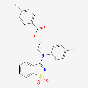 2-[(4-Chlorophenyl)(1,1-dioxido-1,2-benzothiazol-3-yl)amino]ethyl 4-fluorobenzoate