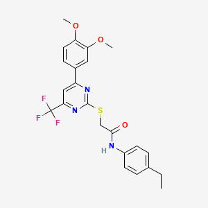 2-{[4-(3,4-dimethoxyphenyl)-6-(trifluoromethyl)pyrimidin-2-yl]sulfanyl}-N-(4-ethylphenyl)acetamide