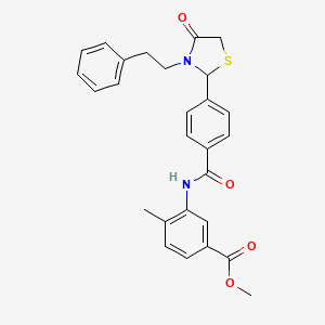 Methyl 4-methyl-3-[({4-[4-oxo-3-(2-phenylethyl)-1,3-thiazolidin-2-yl]phenyl}carbonyl)amino]benzoate