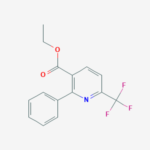 molecular formula C15H12F3NO2 B115741 2-Phenyl-6-trifluoromethyl-nicotinic acid ethyl ester CAS No. 149770-27-4