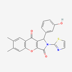 molecular formula C22H16N2O4S B11574103 1-(3-Hydroxyphenyl)-6,7-dimethyl-2-(1,3-thiazol-2-yl)-1,2-dihydrochromeno[2,3-c]pyrrole-3,9-dione 