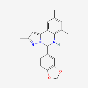 molecular formula C20H19N3O2 B11574122 5-Benzo[1,3]dioxol-5-yl-2,7,9-trimethyl-5,6-dihydro-pyrazolo[1,5-c]quinazoline 