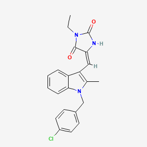 (5E)-5-{[1-(4-chlorobenzyl)-2-methyl-1H-indol-3-yl]methylidene}-3-ethylimidazolidine-2,4-dione