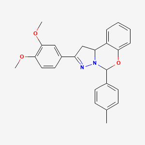 molecular formula C25H24N2O3 B11574130 2-(3,4-Dimethoxyphenyl)-5-(4-methylphenyl)-1,10b-dihydropyrazolo[1,5-c][1,3]benzoxazine 