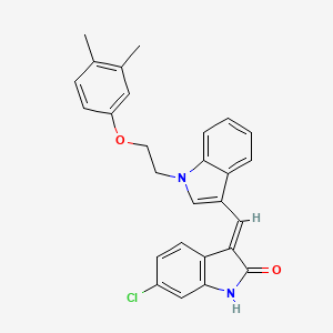 (3E)-6-chloro-3-({1-[2-(3,4-dimethylphenoxy)ethyl]-1H-indol-3-yl}methylidene)-1,3-dihydro-2H-indol-2-one