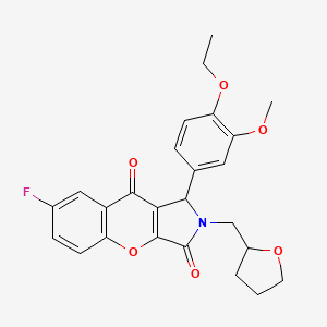 molecular formula C25H24FNO6 B11574155 1-(4-Ethoxy-3-methoxyphenyl)-7-fluoro-2-(tetrahydrofuran-2-ylmethyl)-1,2-dihydrochromeno[2,3-c]pyrrole-3,9-dione 