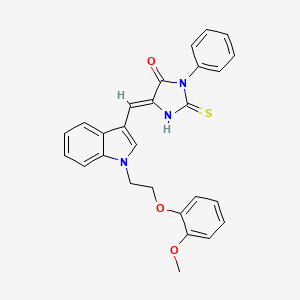 molecular formula C27H23N3O3S B11574161 (5Z)-5-({1-[2-(2-methoxyphenoxy)ethyl]-1H-indol-3-yl}methylidene)-3-phenyl-2-thioxoimidazolidin-4-one 