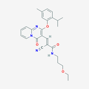 molecular formula C27H30N4O4 B11574202 (2E)-2-cyano-N-(3-ethoxypropyl)-3-{2-[5-methyl-2-(propan-2-yl)phenoxy]-4-oxo-4H-pyrido[1,2-a]pyrimidin-3-yl}prop-2-enamide 