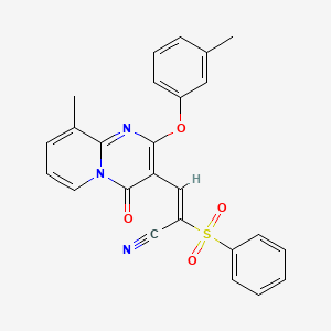 molecular formula C25H19N3O4S B11574222 (2E)-3-[9-methyl-2-(3-methylphenoxy)-4-oxo-4H-pyrido[1,2-a]pyrimidin-3-yl]-2-(phenylsulfonyl)prop-2-enenitrile 