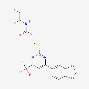 3-{[4-(1,3-benzodioxol-5-yl)-6-(trifluoromethyl)pyrimidin-2-yl]sulfanyl}-N-(butan-2-yl)propanamide