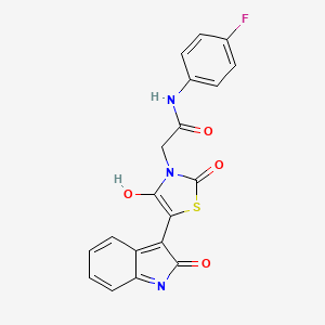 molecular formula C19H12FN3O4S B11574301 2-[(5Z)-2,4-dioxo-5-(2-oxo-1,2-dihydro-3H-indol-3-ylidene)-1,3-thiazolidin-3-yl]-N-(4-fluorophenyl)acetamide 