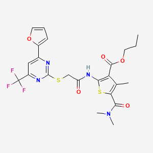 Propyl 5-(dimethylcarbamoyl)-2-[({[4-(furan-2-yl)-6-(trifluoromethyl)pyrimidin-2-yl]sulfanyl}acetyl)amino]-4-methylthiophene-3-carboxylate