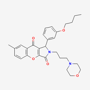 molecular formula C29H34N2O5 B11574380 1-(3-Butoxyphenyl)-7-methyl-2-[3-(morpholin-4-yl)propyl]-1,2-dihydrochromeno[2,3-c]pyrrole-3,9-dione 