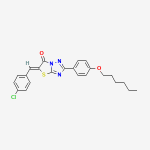 molecular formula C23H22ClN3O2S B11574383 (5Z)-5-(4-chlorobenzylidene)-2-[4-(hexyloxy)phenyl][1,3]thiazolo[3,2-b][1,2,4]triazol-6(5H)-one 