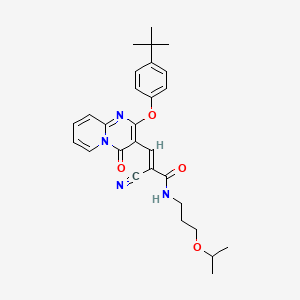 (2E)-3-[2-(4-tert-butylphenoxy)-4-oxo-4H-pyrido[1,2-a]pyrimidin-3-yl]-2-cyano-N-[3-(propan-2-yloxy)propyl]prop-2-enamide