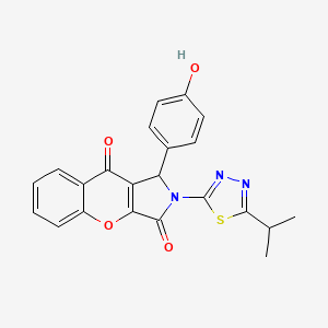 molecular formula C22H17N3O4S B11574401 1-(4-Hydroxyphenyl)-2-(5-isopropyl-1,3,4-thiadiazol-2-yl)-1,2-dihydrochromeno[2,3-c]pyrrole-3,9-dione 