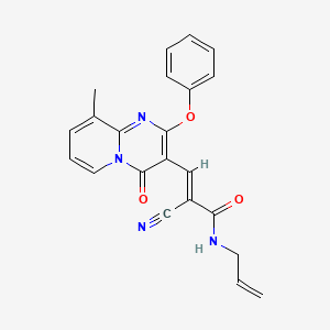 molecular formula C22H18N4O3 B11574407 (2E)-2-Cyano-3-{9-methyl-4-oxo-2-phenoxy-4H-pyrido[1,2-A]pyrimidin-3-YL}-N-(prop-2-EN-1-YL)prop-2-enamide 