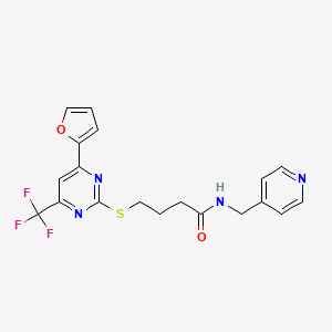 molecular formula C19H17F3N4O2S B11574436 4-{[4-(furan-2-yl)-6-(trifluoromethyl)pyrimidin-2-yl]sulfanyl}-N-(pyridin-4-ylmethyl)butanamide 