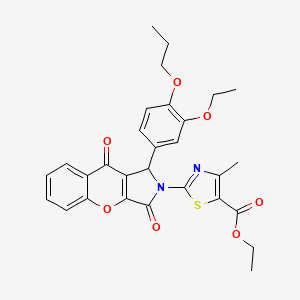 molecular formula C29H28N2O7S B11574545 ethyl 2-[1-(3-ethoxy-4-propoxyphenyl)-3,9-dioxo-3,9-dihydrochromeno[2,3-c]pyrrol-2(1H)-yl]-4-methyl-1,3-thiazole-5-carboxylate 