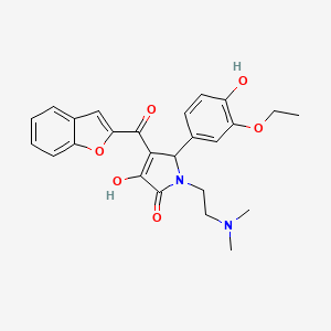 molecular formula C25H26N2O6 B11574561 4-(1-benzofuran-2-ylcarbonyl)-1-[2-(dimethylamino)ethyl]-5-(3-ethoxy-4-hydroxyphenyl)-3-hydroxy-1,5-dihydro-2H-pyrrol-2-one 