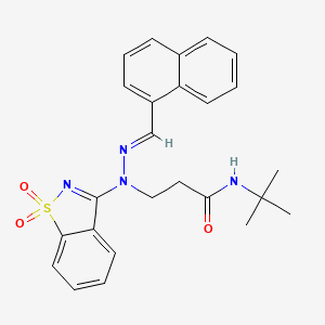 N-tert-butyl-3-[(2E)-1-(1,1-dioxido-1,2-benzothiazol-3-yl)-2-(naphthalen-1-ylmethylidene)hydrazinyl]propanamide