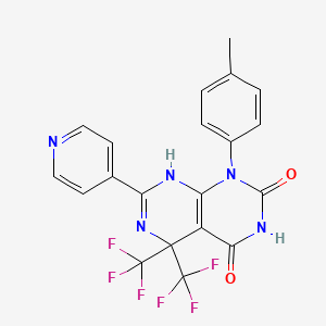 molecular formula C20H13F6N5O2 B11574577 1-(4-methylphenyl)-7-(pyridin-4-yl)-5,5-bis(trifluoromethyl)-5,8-dihydropyrimido[4,5-d]pyrimidine-2,4(1H,3H)-dione 