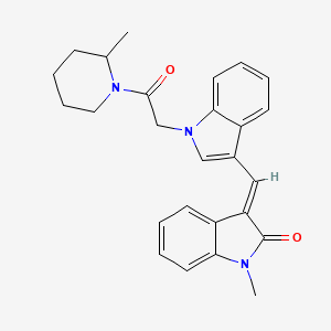 molecular formula C26H27N3O2 B11574578 (3E)-1-methyl-3-({1-[2-(2-methylpiperidin-1-yl)-2-oxoethyl]-1H-indol-3-yl}methylidene)-1,3-dihydro-2H-indol-2-one 