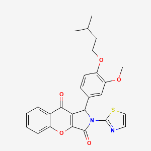 molecular formula C26H24N2O5S B11574593 1-[3-Methoxy-4-(3-methylbutoxy)phenyl]-2-(1,3-thiazol-2-yl)-1,2-dihydrochromeno[2,3-c]pyrrole-3,9-dione 