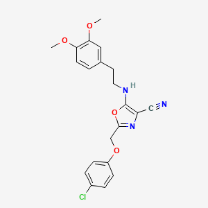 2-[(4-Chlorophenoxy)methyl]-5-{[2-(3,4-dimethoxyphenyl)ethyl]amino}-1,3-oxazole-4-carbonitrile