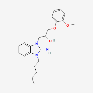 molecular formula C22H29N3O3 B11574637 1-(2-imino-3-pentyl-2,3-dihydro-1H-benzimidazol-1-yl)-3-(2-methoxyphenoxy)propan-2-ol 