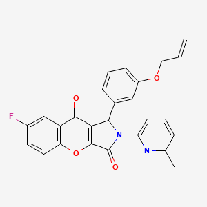 molecular formula C26H19FN2O4 B11574660 7-Fluoro-2-(6-methylpyridin-2-yl)-1-[3-(prop-2-en-1-yloxy)phenyl]-1,2-dihydrochromeno[2,3-c]pyrrole-3,9-dione 