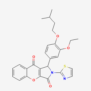 molecular formula C27H26N2O5S B11574676 1-[3-Ethoxy-4-(3-methylbutoxy)phenyl]-2-(1,3-thiazol-2-yl)-1,2-dihydrochromeno[2,3-c]pyrrole-3,9-dione 