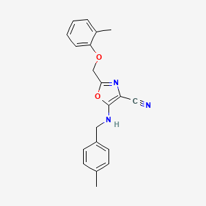 molecular formula C20H19N3O2 B11574684 5-[(4-Methylbenzyl)amino]-2-[(2-methylphenoxy)methyl]-1,3-oxazole-4-carbonitrile 