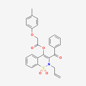 molecular formula C27H23NO6S B11574699 2-allyl-3-benzoyl-1,1-dioxido-2H-1,2-benzothiazin-4-yl (4-methylphenoxy)acetate 