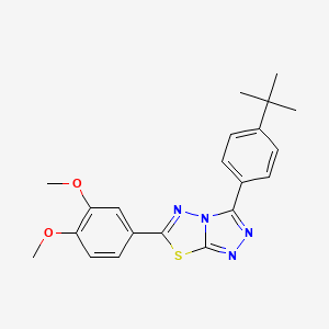 molecular formula C21H22N4O2S B11574770 3-(4-Tert-butylphenyl)-6-(3,4-dimethoxyphenyl)-[1,2,4]triazolo[3,4-b][1,3,4]thiadiazole 