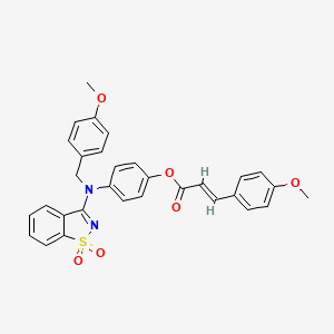 4-[(1,1-dioxido-1,2-benzothiazol-3-yl)(4-methoxybenzyl)amino]phenyl (2E)-3-(4-methoxyphenyl)prop-2-enoate