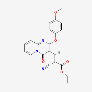 ethyl (2E)-2-cyano-3-[2-(4-methoxyphenoxy)-4-oxo-4H-pyrido[1,2-a]pyrimidin-3-yl]prop-2-enoate