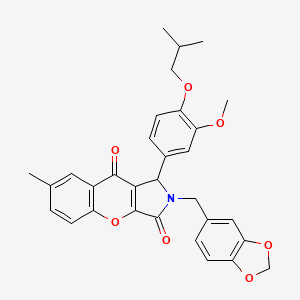 molecular formula C31H29NO7 B11574819 2-(1,3-Benzodioxol-5-ylmethyl)-1-[3-methoxy-4-(2-methylpropoxy)phenyl]-7-methyl-1,2-dihydrochromeno[2,3-c]pyrrole-3,9-dione 