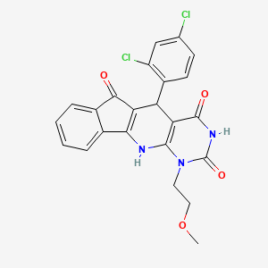 molecular formula C23H17Cl2N3O4 B11574834 2-(2,4-dichlorophenyl)-7-(2-methoxyethyl)-5,7,9-triazatetracyclo[8.7.0.03,8.011,16]heptadeca-1(10),3(8),11,13,15-pentaene-4,6,17-trione 