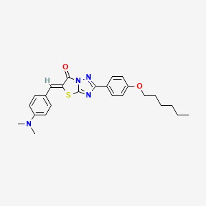 molecular formula C25H28N4O2S B11574840 (5Z)-5-[4-(dimethylamino)benzylidene]-2-[4-(hexyloxy)phenyl][1,3]thiazolo[3,2-b][1,2,4]triazol-6(5H)-one 