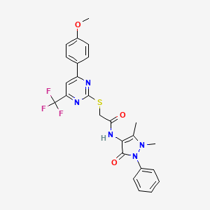 N-(1,5-dimethyl-3-oxo-2-phenyl-2,3-dihydro-1H-pyrazol-4-yl)-2-{[4-(4-methoxyphenyl)-6-(trifluoromethyl)pyrimidin-2-yl]sulfanyl}acetamide