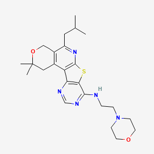 4,4-dimethyl-8-(2-methylpropyl)-N-(2-morpholin-4-ylethyl)-5-oxa-11-thia-9,14,16-triazatetracyclo[8.7.0.02,7.012,17]heptadeca-1(10),2(7),8,12(17),13,15-hexaen-13-amine